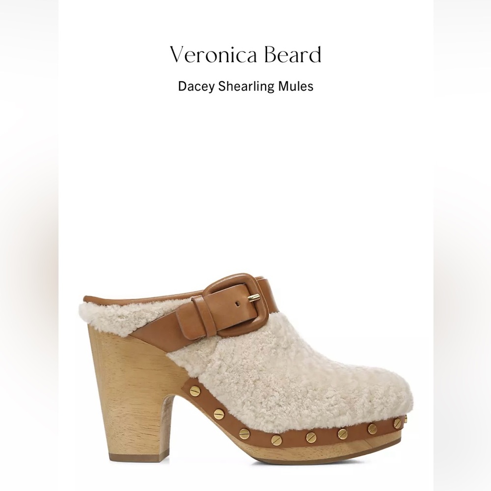 Veronica Beard Shearling Heeled Clogs